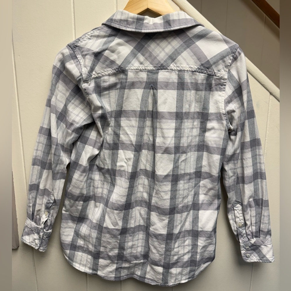 Vineyard Vines Women’s Light Gray Button Up Relaxed Fit Plaid Cotton Top Size 2 - Picture 5 of 5